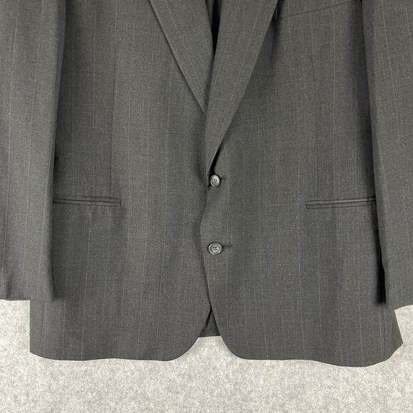 Kuppenheimer Wool 2 Piece Suit Dark Gray Striped Blazer 44L Pant 38x32 Pleated - Picture 4 of 16
